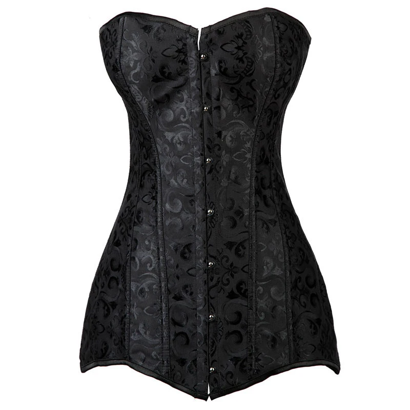 Черный жаккард сексуальный корсетт для женщин корсеты и бюстье стимпанк