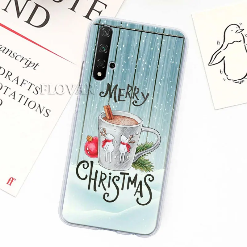 Чехол для телефона, coque для Honor 20 Pro 9 10 Lite 8X 8A 8C 8S 7A 7S Y7 Y9 V20, чехол с новым, рождественским, снежинкой, твердый PC Ca