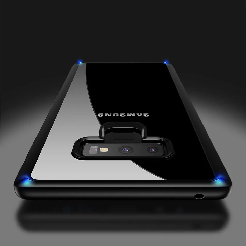 Противоударный чехол для samsung Galaxy note 9 силиконовый TPU + PC Прозрачный примечание