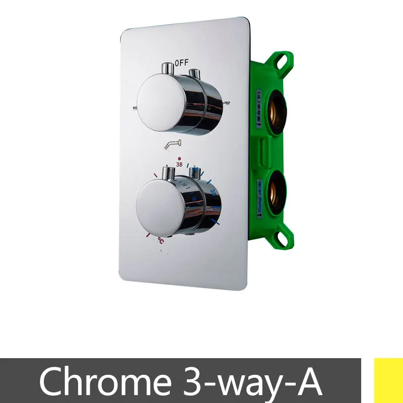 chrome 3 way A Хромированный/ORB термостатный смесительный клапан 2/3 способов воды, смеситель для душа, кран для ванной комнаты с контролем горячей и холодной воды, скрытый смеситель для душа - Цвет: chrome 3 way A