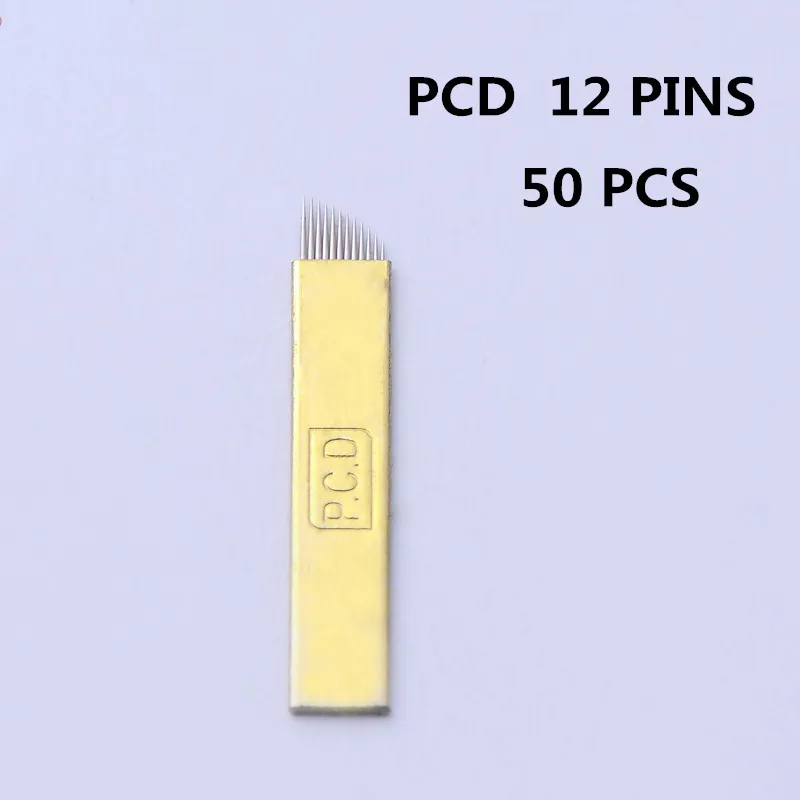 100 шт Lamina Agulhas микроблейдинг tebori 12 pin твердая PCD игла 12 лезвий Перманентный макияж бровей Иглы татуировки Поставки