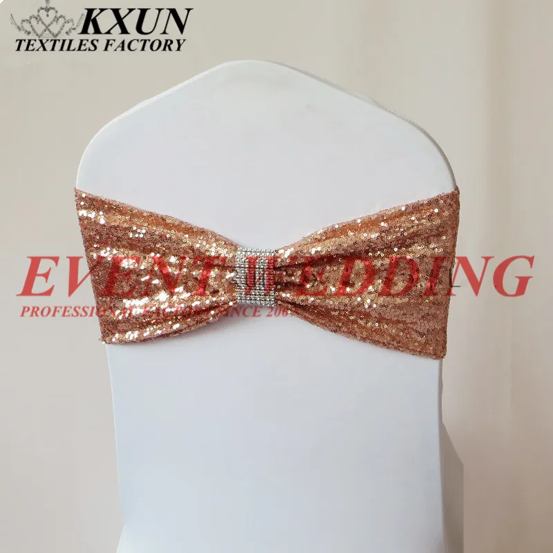 rose gold 18 см ширина обе стороны Sequin Chair Band Банкетный чехол для свадебного стула створки украшение события - Цвет: rose gold