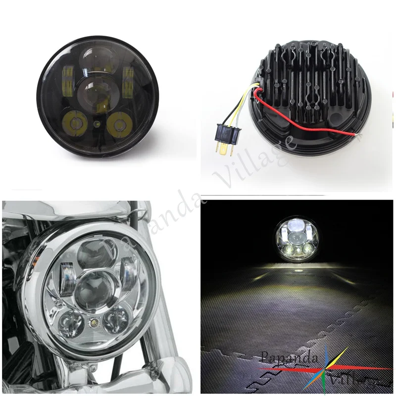 

Motorcycle 5.75" LED Black Custom Front Headlight Head Lamp Projector Light For Harley Dyna Softail XL883C 1200C