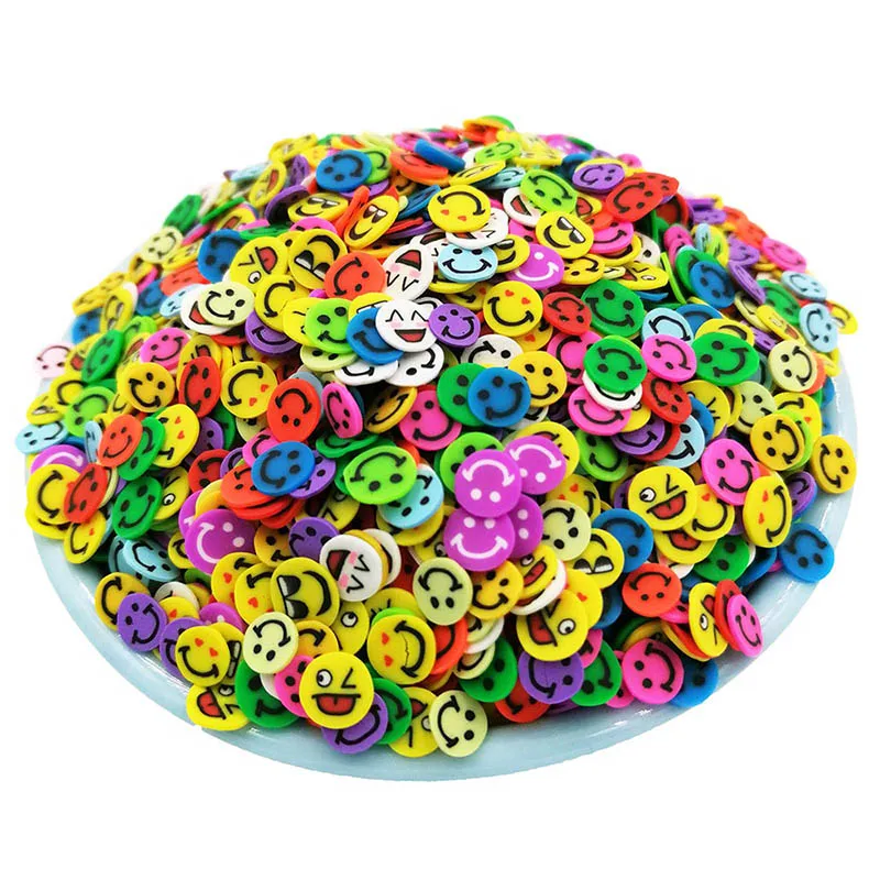 Smiley face 50 г/лот, полимерная мягкая глина, разбрызгивает сердце, пять звезд, снежинки, бант, конфеты, разбрызгивает для поделок, сделай сам, для изготовления слайма, для ногтей, ломтики - Цвет: Smiley face