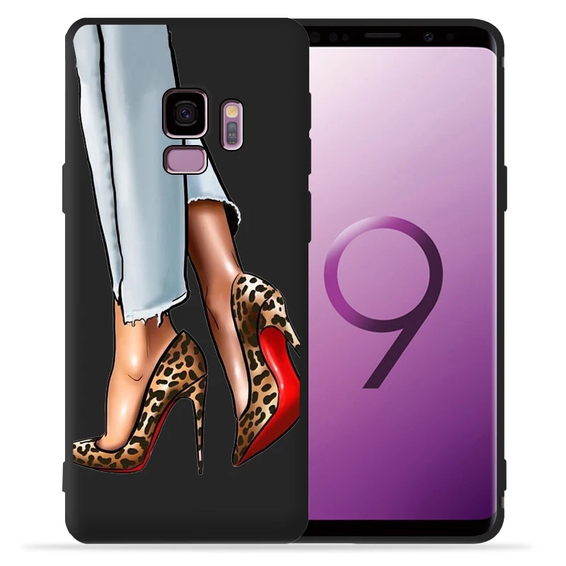 06 Модный чехол для девочек samsung Galaxy S9 S8 S10 Plus S7 S6 Edge S10 Lite Note9 8 высокий каблук кофейная Цветочная девушка чехол для телефона Etui - Цвет: 06