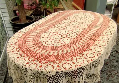 Ручной крючком скатерть размер: 51x71 cm бежевый|handmade crochet tablecloth|crochet tableclothtablecloth |