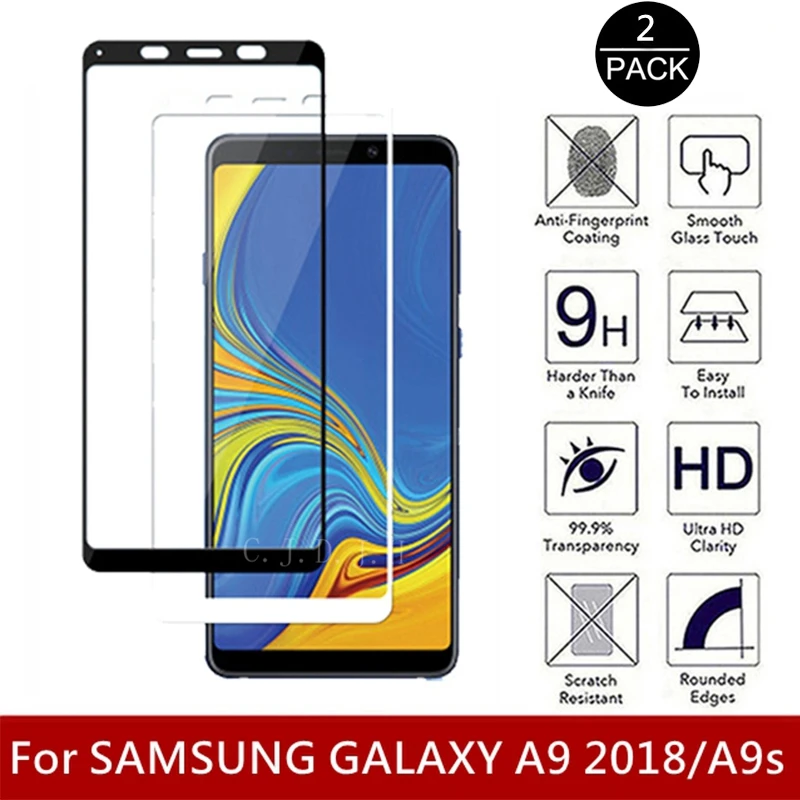 2 шт. закаленное стекло для Samsung Galaxy A9 2018 полное покрытие защита экрана 9H 2.5D