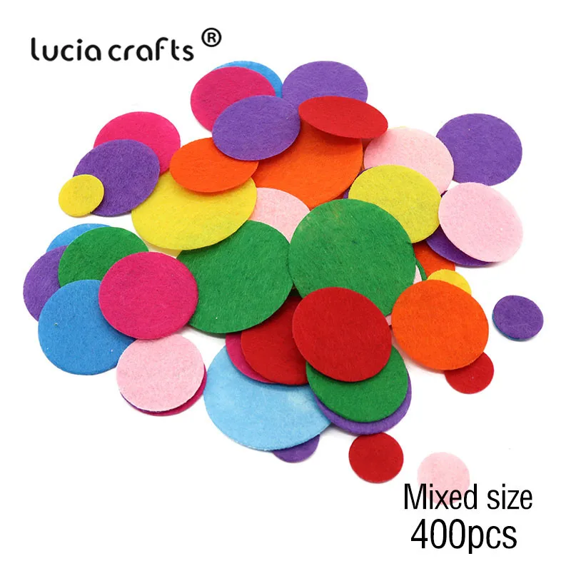 Lucia crafts круглые войлочные тканевые прокладки, аксессуар, нашивки, круглые войлочные прокладки, тканевые цветочные аксессуары B0408 - Цвет: mixed sizes  400pcs