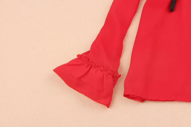 Осенняя шифоновая блузка с длинным рукавом и отложным воротником|kids shirts|girls