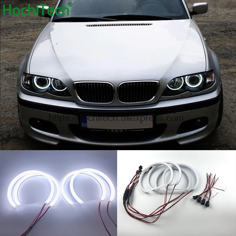 

HochiTech for BMW 98-03 pre-facelift E46 coupe cabrio with PROJECTORS Milk White Halo light car SMD LED Angel Eyes Halo ring Kit