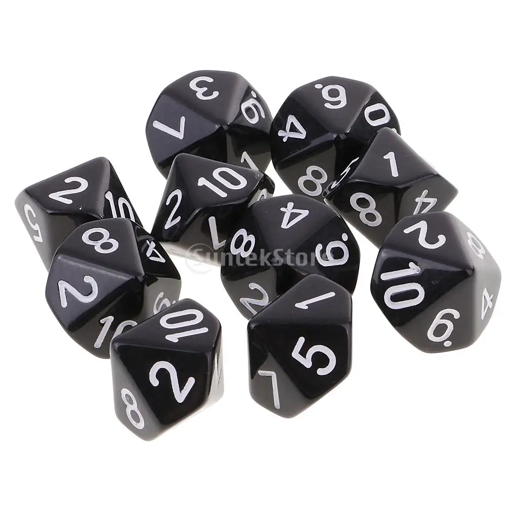 10 шт. 10-сторонние игральные кости D10 многогранные для подземей и драконов игры
