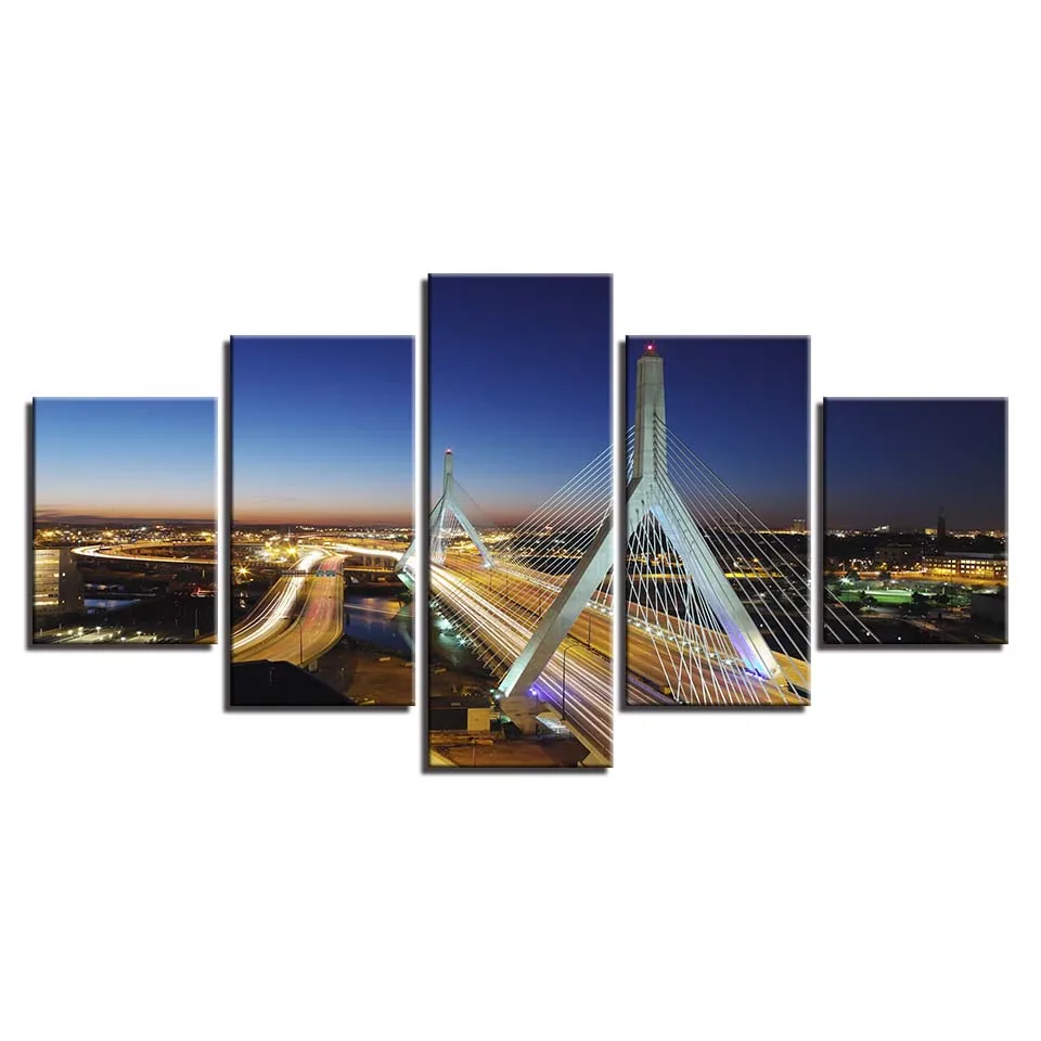 Embelish 5 Pieces Modern Home Decor Modular Pictures Highway Night Landscape Wall Art Posters Living Room HD Canvas Paintings | Дом и сад
