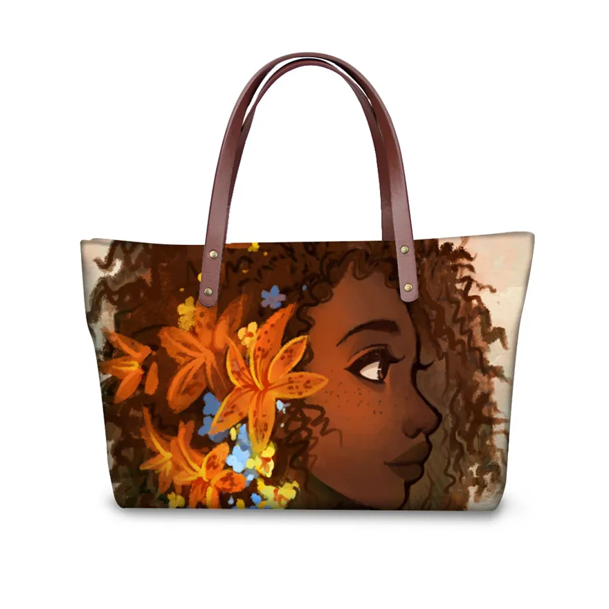 P4851AL FORUDESIGNS Sac основной черный арт АФРИКАНСКАЯ ДЕВУШКА печать 2 шт./компл. сумки и кошельки дамская модная ручная сумка для девочек книга сумки - Цвет: P4851AL