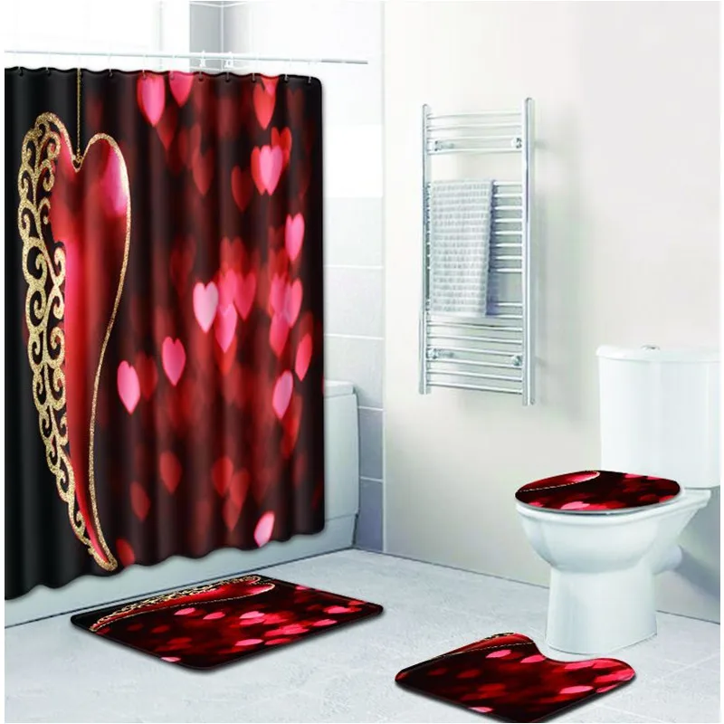 Free Shipping 4pcs Love Candle Cup Banyo Paspas Bathroom Carpet Toilet Bath Mat Set Non Slip Tapis Salle De Bain Alfombra Bano | Дом и сад