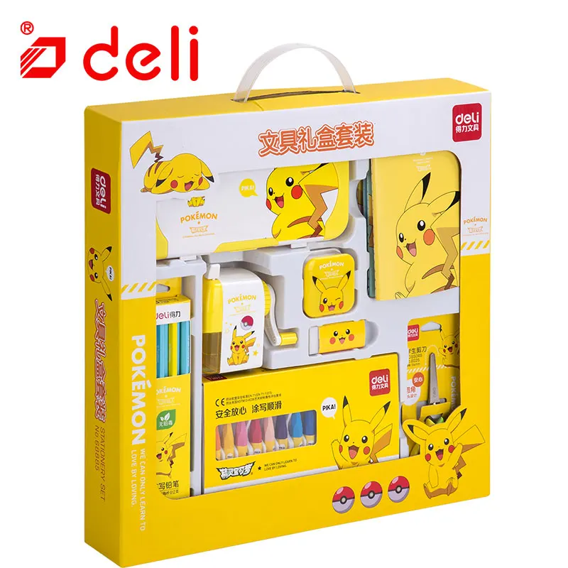 Deli school 18 шт. Канцелярский набор, подарок для студентов, школьные принадлежности, канцелярские наборы, 2B карандаш/точилка для карандашей/гелевые ручки, учебные инструменты - Цвет: Pokemon set