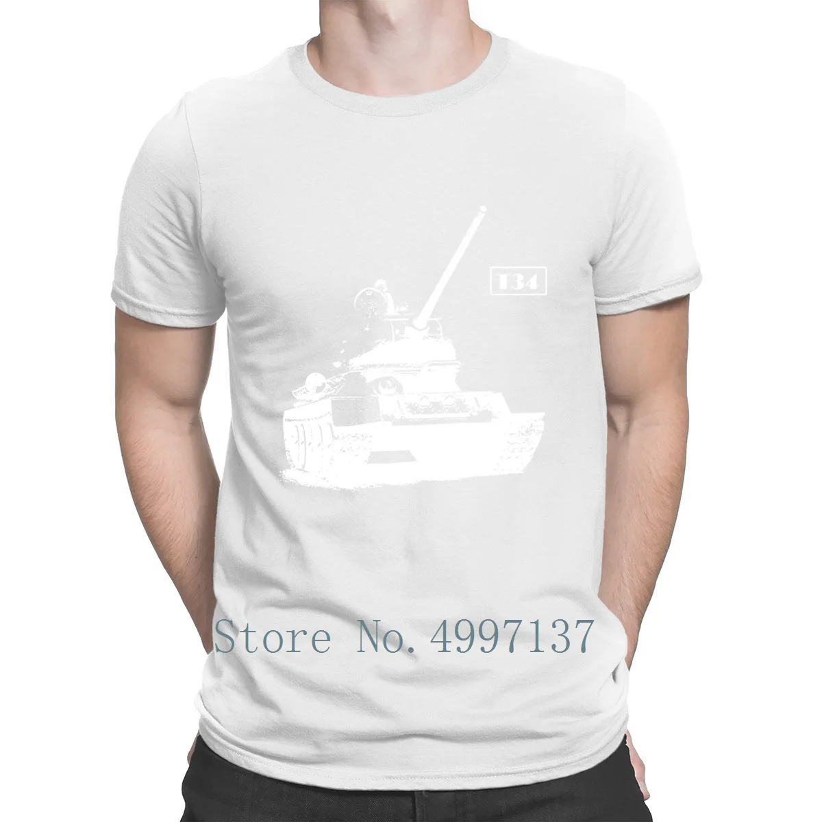Футболка T34 советская весна-осень хлопок трендовая печать новый размер новая