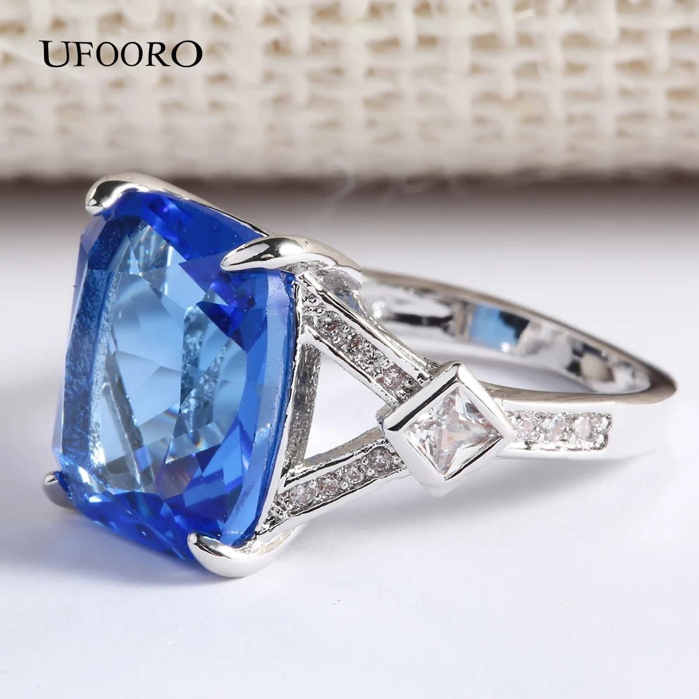 Женское кольцо с серебряным покрытием голубого цвета|silver plated rings|fashion rings for womenrings