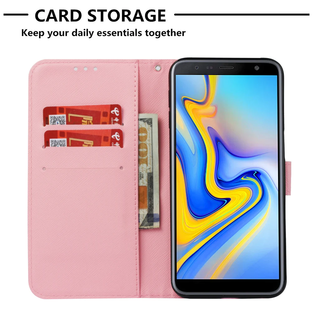 Чехол для Samsung Galaxy J6 Plus + чехол-бумажник из искусственной кожи с откидной крышкой
