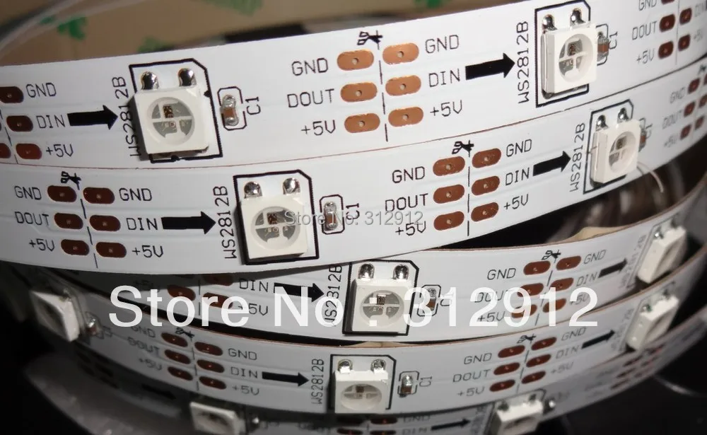 5m DC5V WS2812B led pixel srip не водонепроницаемый 30 шт WS2812B/M с пикселями 36 Вт Белая печатная