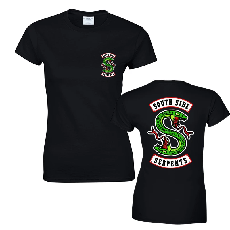 Футболка Riverdale South Side Serpents 100% хлопок для взрослых женщин летняя повседневная