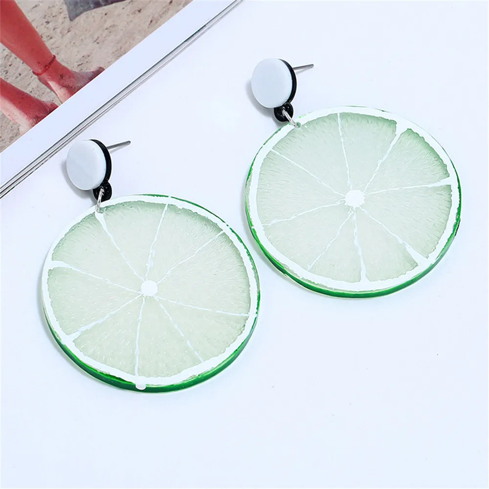 CRLEY 2019 New Harajuku Style Cute Lemon Drop Earrings for Women Girl Sweet Round Slice Fruit Jewelry Long | Украшения и