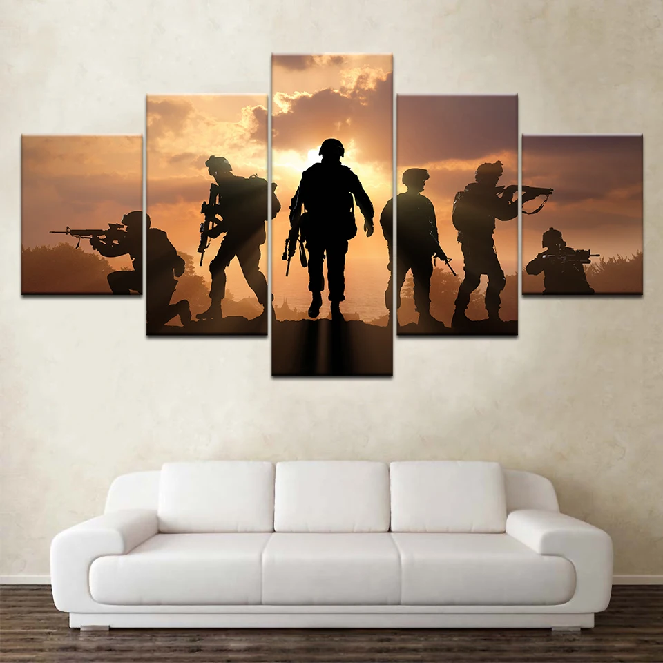 5 шт. парусиновые обои в стиле солдат современный модульный художественный