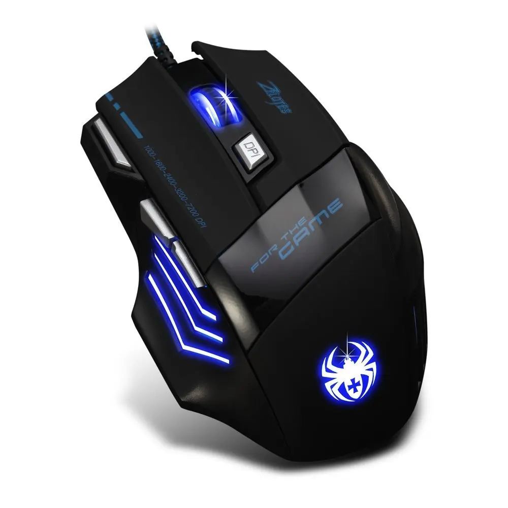 Игровая мышь Zelotes T 80 7200 DPI подсветка многоцветная светодиодная оптическая