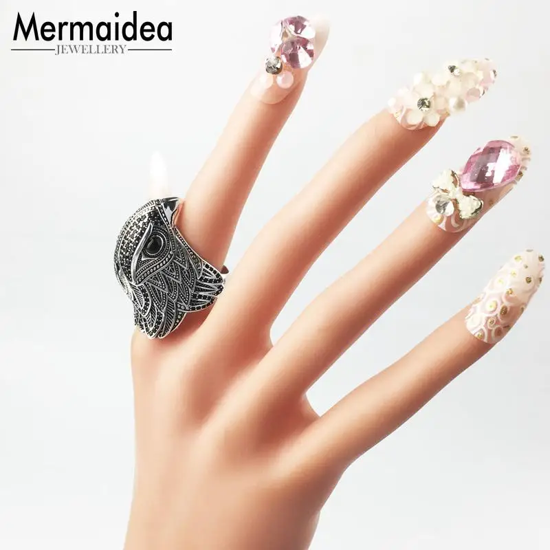Коктейльное кольцо элегантное посеребренное Falcon подарок для женщин и мужчин