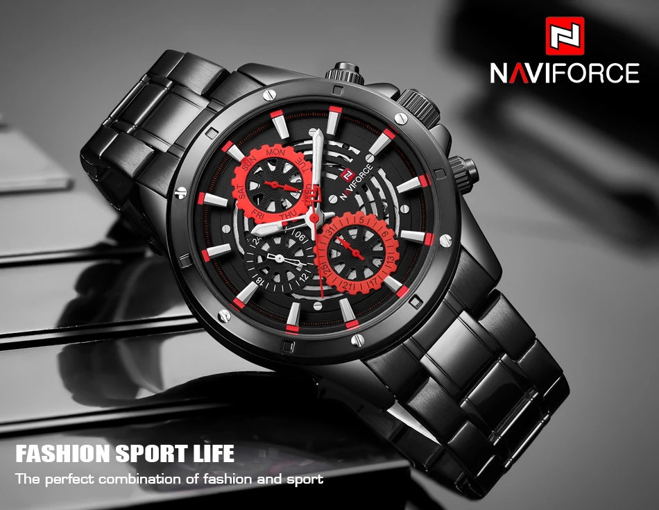 Топ люксовый бренд NAVIFORCE для мужчин s спортивные часы для мужчин кварцевые часы с датой полностью стальные водонепроницаемые наручные часы Relogio Masculino