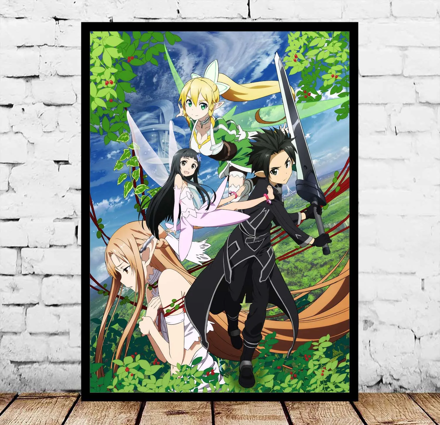 Sword Art Online японские аниме плакаты шелковая Живопись Wall без рамки|Рисование и