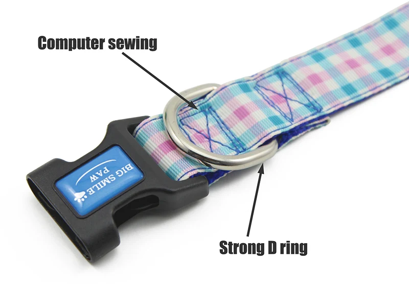 Nylon Dog Collar Adjustable Plaid Patterned Quick Release Puppy for Medium and Large dogs | Дом и сад