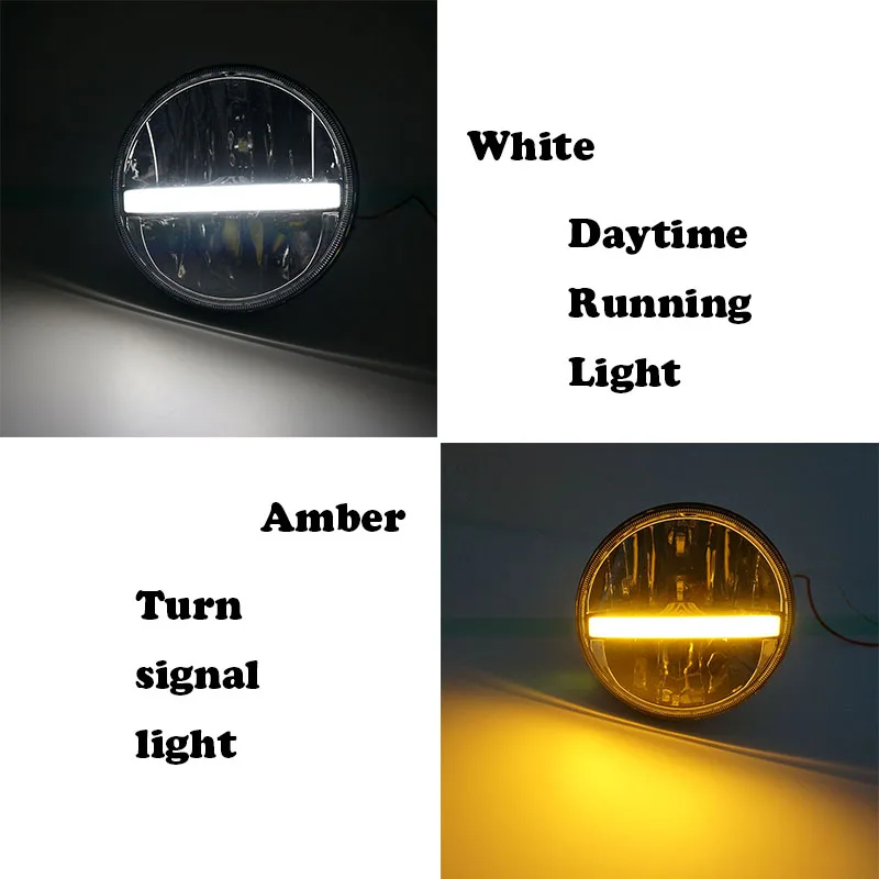 

For Electra Glide Street Glide Road King Motorcycle Round 7 Inch LED Headlight Hi/Lo Beam White DRL Yellow Turn Signal