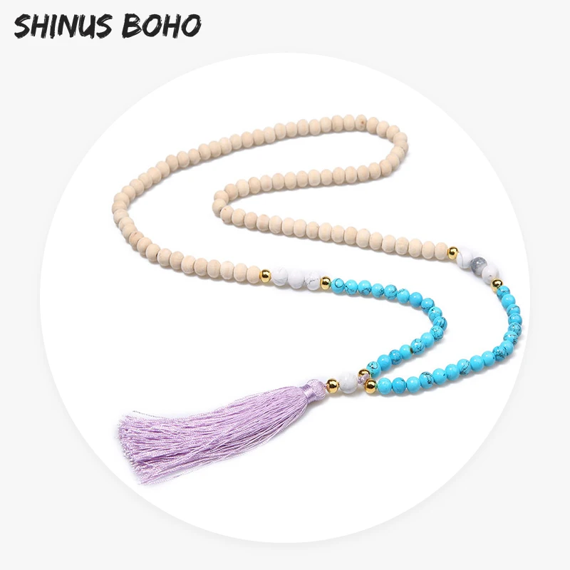 Ожерелье SHINUSBOHO из белой древесины для мужчин и женщин ожерелье натурального