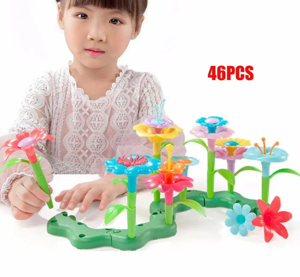 Цветочные аранжирующие игрушки Buliding блоки игрушки Красочные Assembl Игрушки для девочек творческие садовые игрушки развивающие игрушки для девочек/детские игрушки