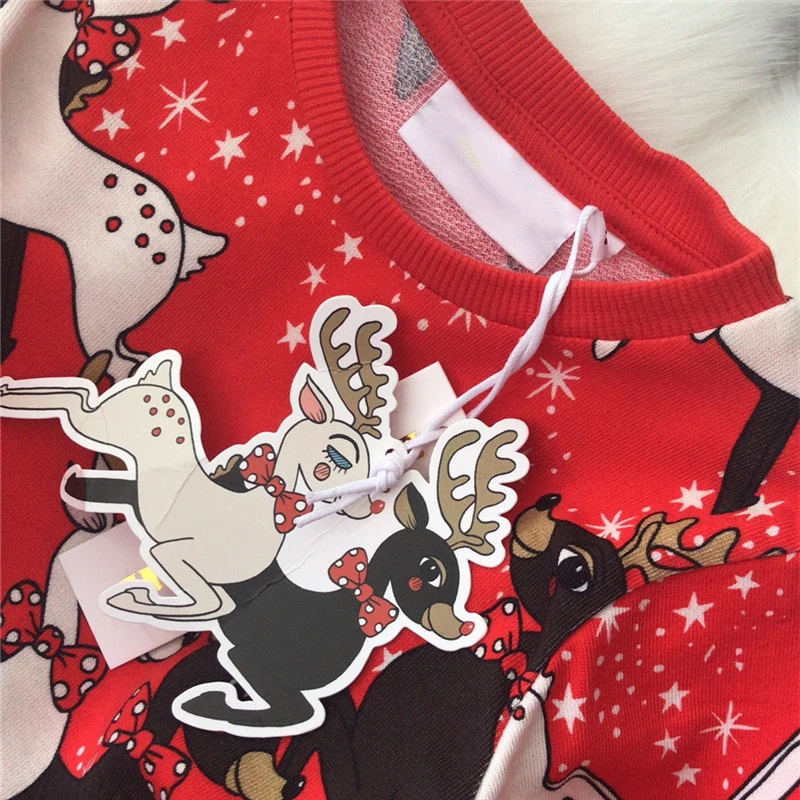 Одежда для девочек рождественское платье 2019 г. F/W Тканое мини-платье с оленем