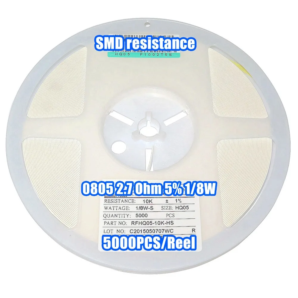 

1 Reel 0805 2.7R 2.7 Ohm 5% 1/8W SMD Resistance 5000PCS/Reel