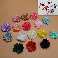 20pcs 4cm hand stitched ribbon fresh lotus flowers padded patches appliques for clothes sewing supplies diy hair bow decoration