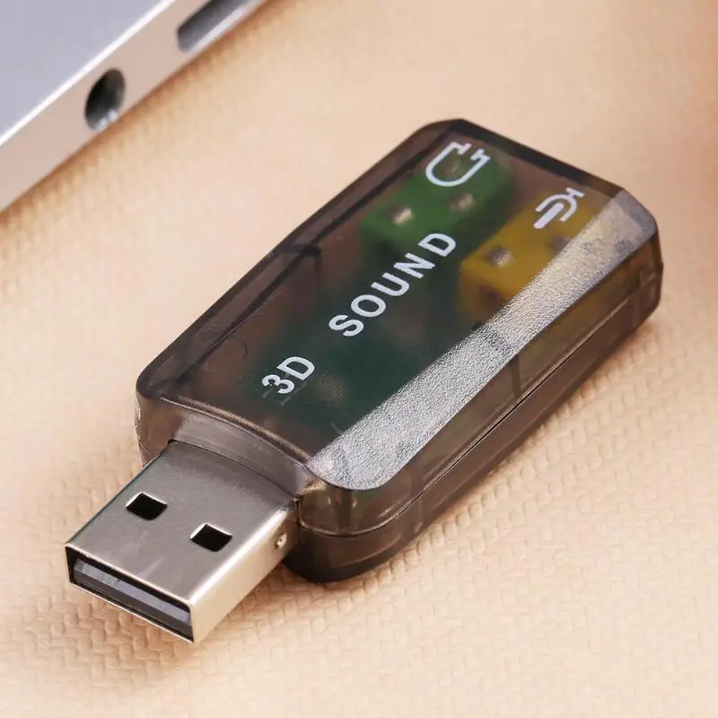 

External USB 2.0 Sound Card Virtual 5.1 Channel Xear 3D Audio Interface Adapter for Desktop Laptop Notebook Computer