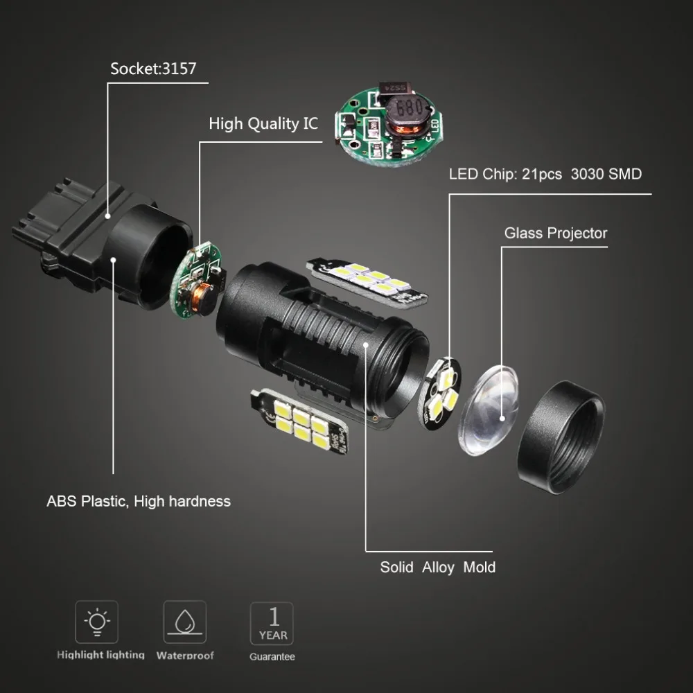 

2 шт. T25 3157 светодиодные лампы P27/7 Вт высокой мощности Мощность 21 3030SMD авто светодиодный светильник автомобиль стоп-сигнал поворота светильник белого и желтого цвета, желтый красный