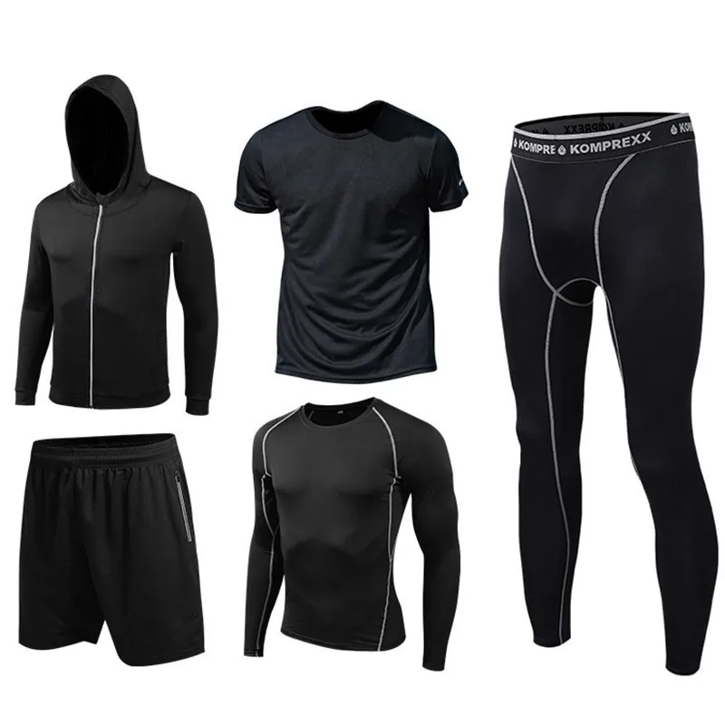 Men sportswear-B5 Мужская спортивная одежда, черный, серый, белый спортивный костюм, Мужская эластичная одежда для тренировки в спортзале, дышащая тренировка бега трусцой комплект для бега - Цвет: Men sportswear-B5