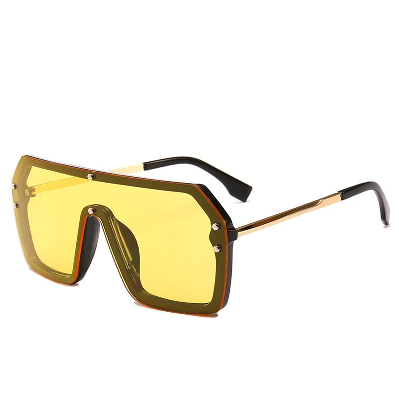 Retro One Piece Lens Square Sunglasses Women Flat Top Nail Decoration Red Shades Men Fashion Shield Style NX | Аксессуары для