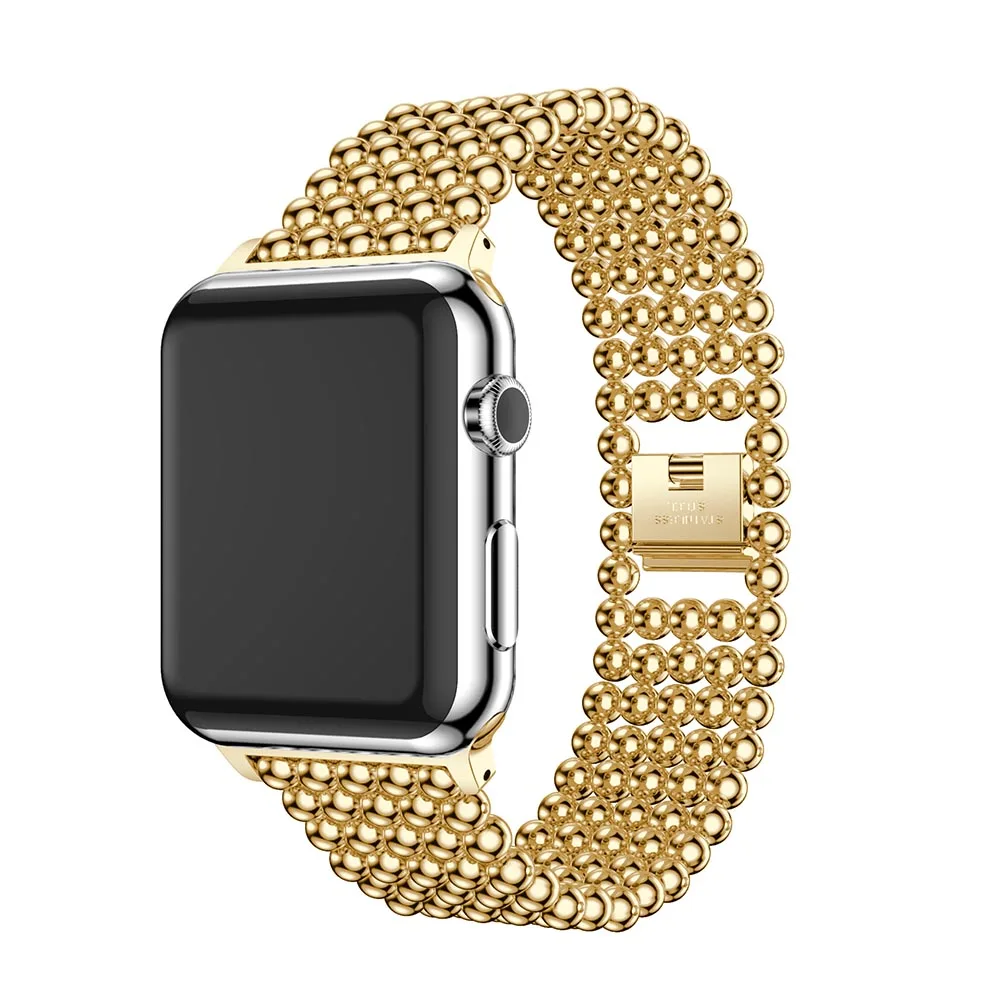 Роскошный браслет из нержавеющей стали ремешок для часов Apple watch 42 38 40 44 мм