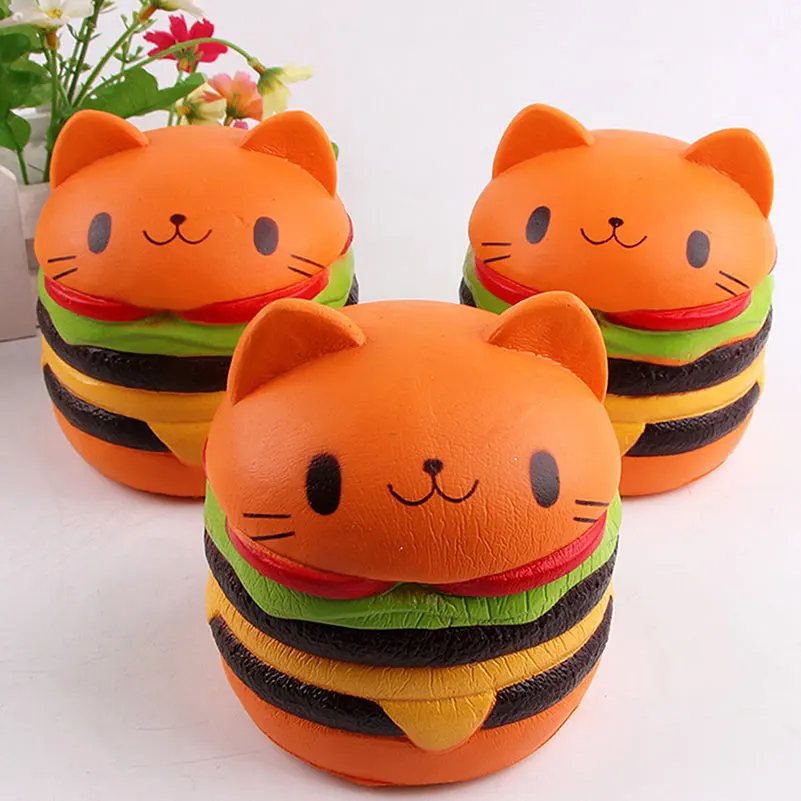 Squishy Antistress Kawaii Cat Hamburger Food Squishys Stress Reliever Scented Squeeze Anti-stress Slow Rising Fun Toy Cure Gift