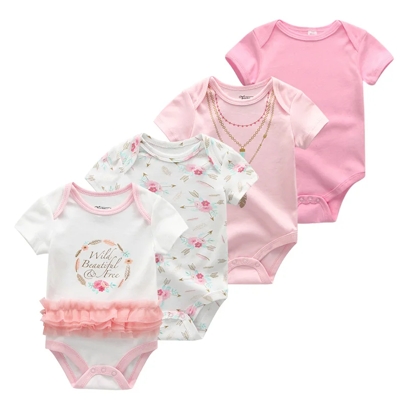 baby clothes4050 Новинка года, 4 шт./партия, боди с единорогами, одежда для маленьких мальчиков Ropa bebe, унисекс, хлопковая одежда для маленьких девочек одежда с короткими рукавами для девочек - Цвет: baby clothes4050