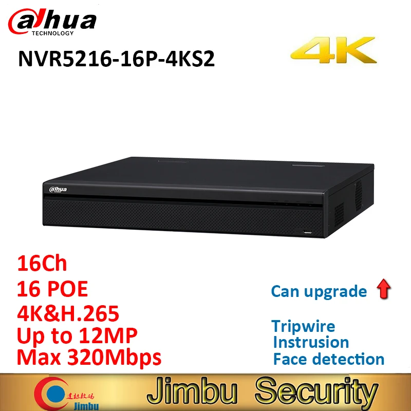

Dahua poe nvr 16Ch 1U 16PoE NVR5216-16P-4KS2 4K&H.265 Pro Network Video Recorder Up to 12Mp Resolution with security protection