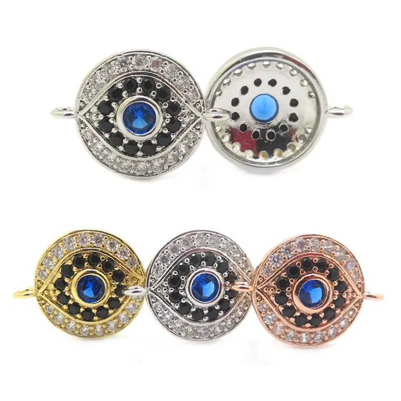 Позолоченные микро-закрепки 18 карат с синим фианитом соединитель Хамса для