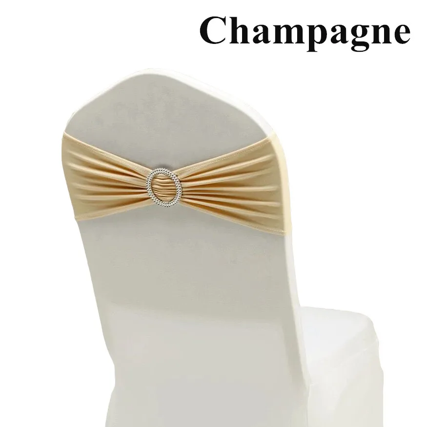 champagne Корабль из Германии 100 шт ленты из спандекса на стулья Подвязка из спандекса для стула стрейч лайкра стул ремешок с пряжкой для украшения свадебной вечеринки - Цвет: champagne