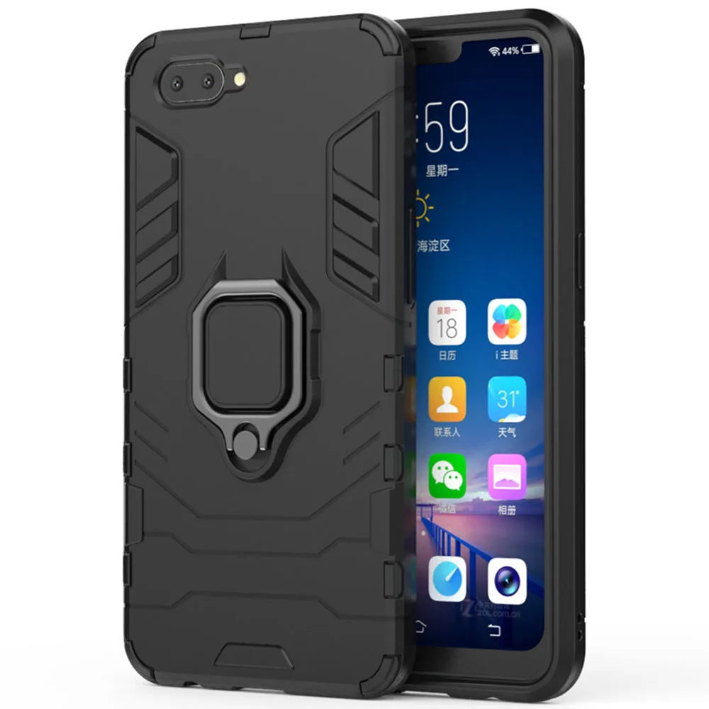 For Oppo A3s Case Cover Silicone Tpu And Hard Pc Ultra Luxury Armor Shockproof Metal Ring Holder | Мобильные телефоны и