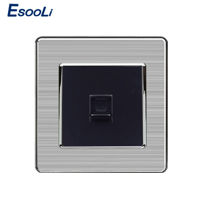 Esooli 1 банда RJ45 Интернет Джек CAT5E разъем из нержавеющей стали матовая панель