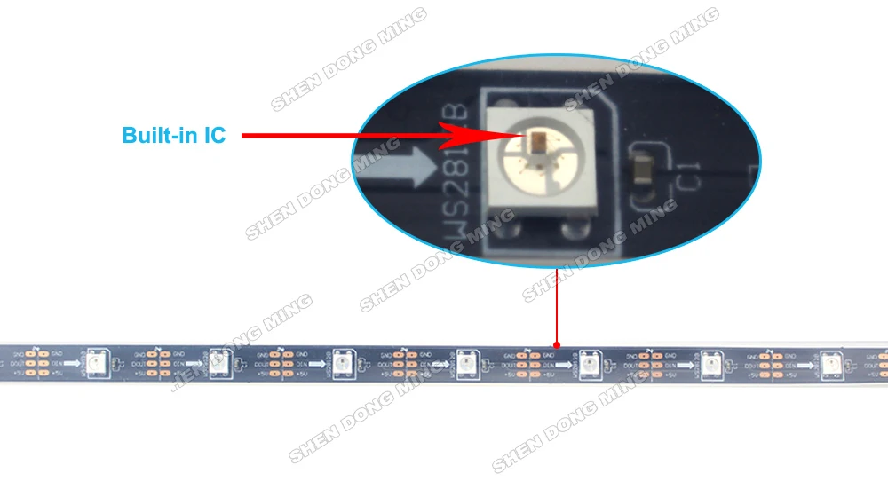 Светодиодная лента WS2812 100 м RGB IC Встроенная Пиксельная 5050 черная печатная плата